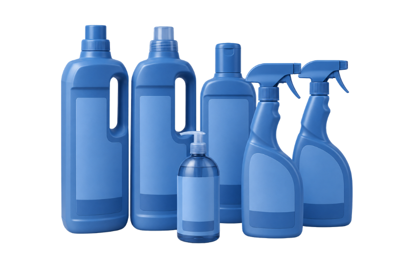 Industrial machinery for home care industry container bottles blue mono chrome image