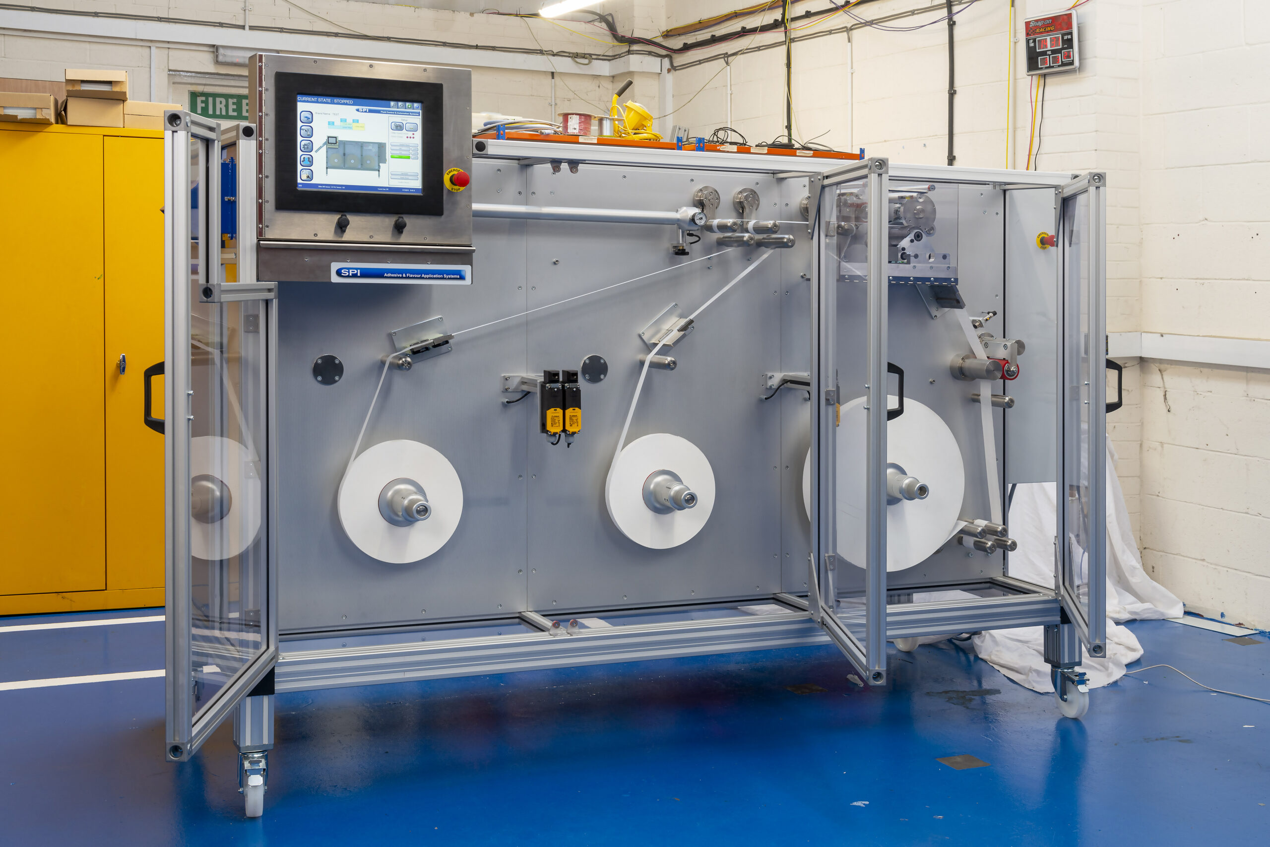 Slitter machine open doors