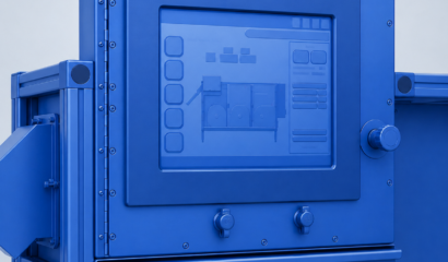 Slitting machine spi blue illustration close up screen display