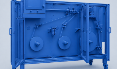 Slitting machine spi blue illustration open doors