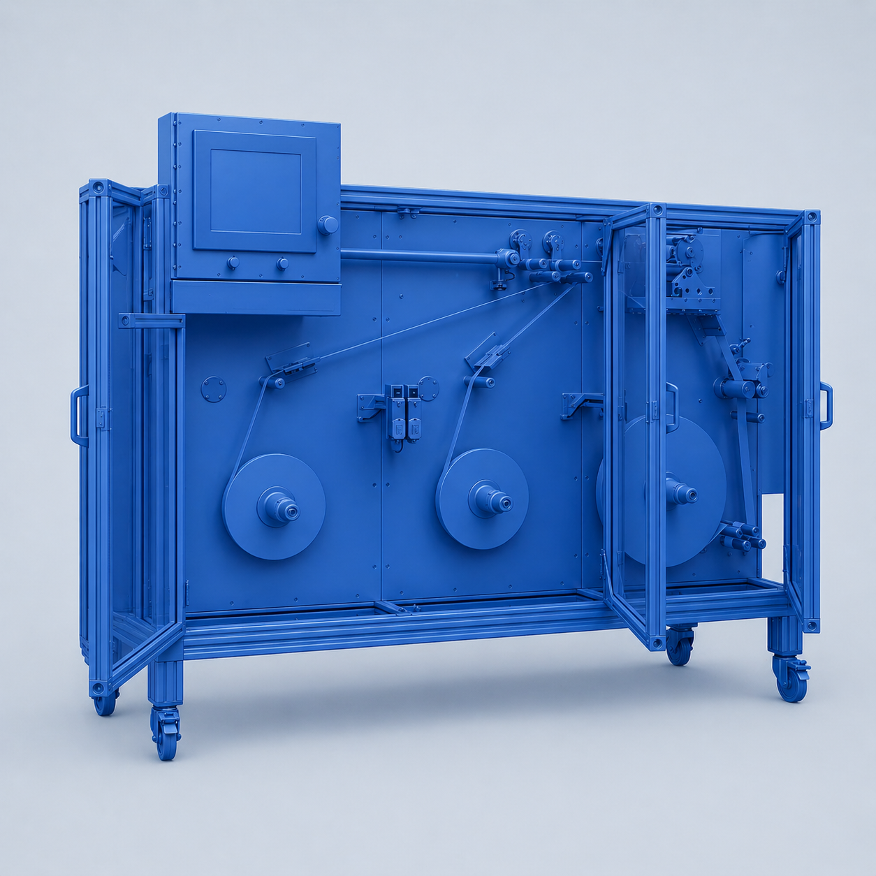 Slitting machine spi blue illustration open doors